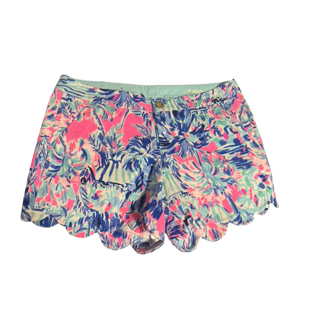 Lilly Pulitzer Multi Cabana Cocktail 5" Buttercup Mid Rise Shorts Sz 4 Not Worn